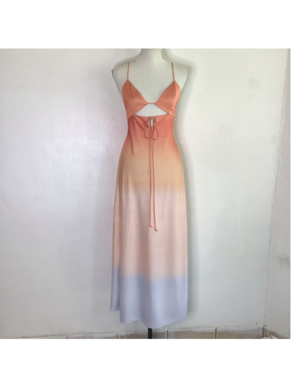 Significant Other Women Elegant Orange Blue Ombre Cutout Maxi Dress Size 8